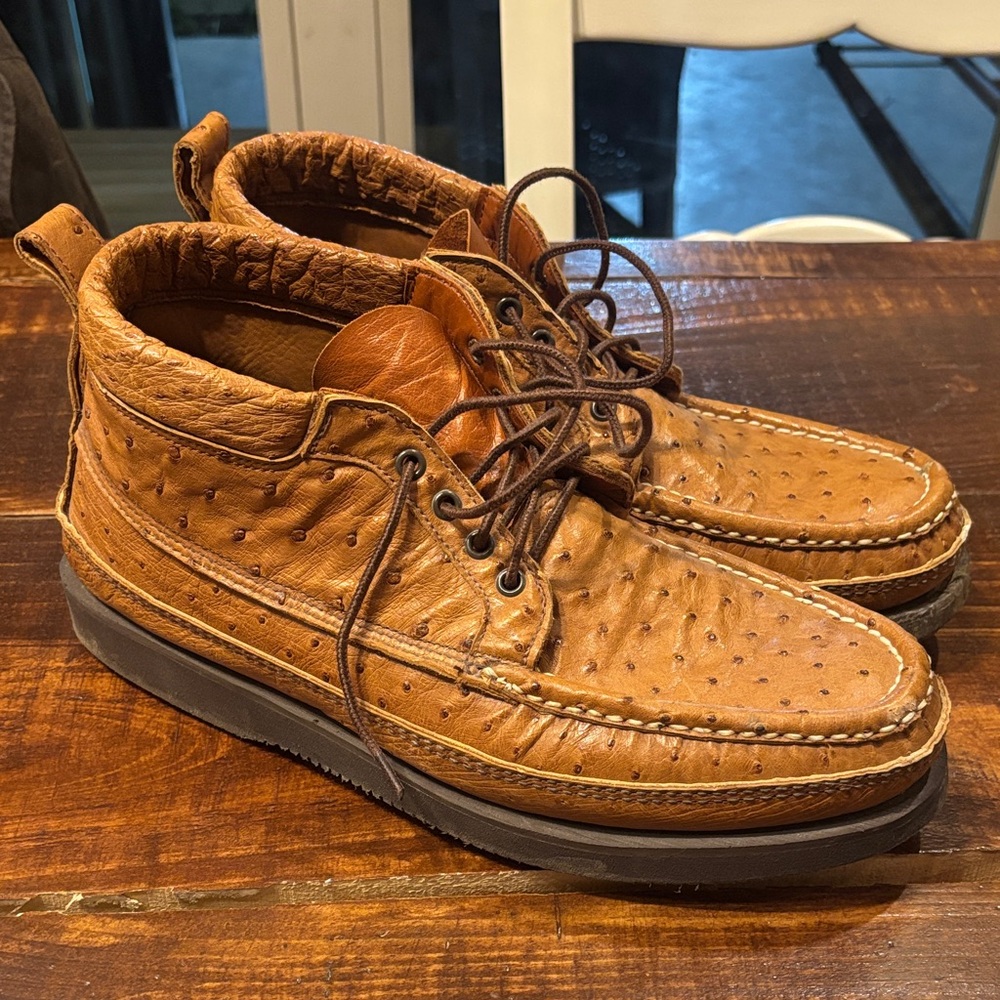 Russel Moccasin ostrich skin boots